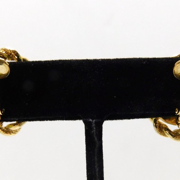 Triple Knotted Braided Rope Gold Tone Clip on Earrings Womens Fashion Jewelry - Picture 6 of 7